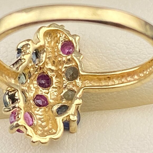 RARE Vtg. XPS Precious Sales Corp. 10K Gold Ring Sz. 8 - 10 Topaz Stone 5 Colors - Picture 10 of 16